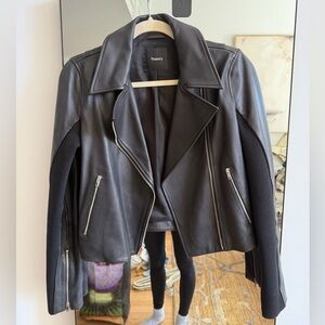 Theory Women's Black Leather Jacket - XS